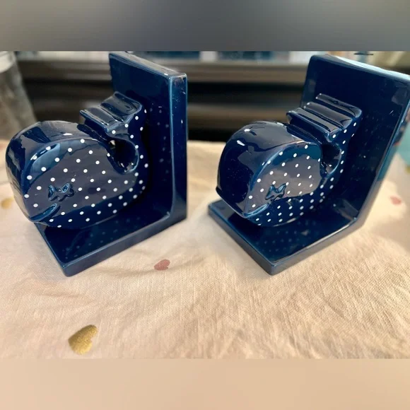 Navy Blue Whale Bookends - Picture 3 of 11